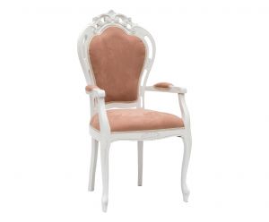 CHAIR ARMCHAIR IN PERFORATED WOOD MOD GINEVRA ANTIQUE PINK FABRIC